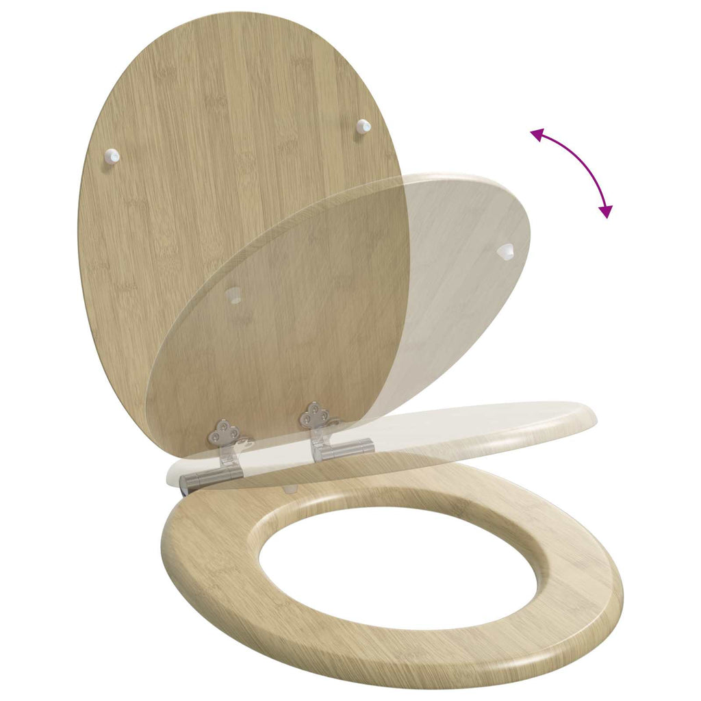 Soft-Close Toilettensitz Heller Bambusfarbton 44 x 38 cm