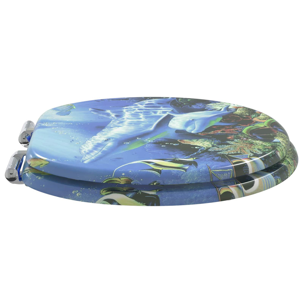 Soft-Close Toilettensitz Blau 44 x 38 cm MDF-Platte
