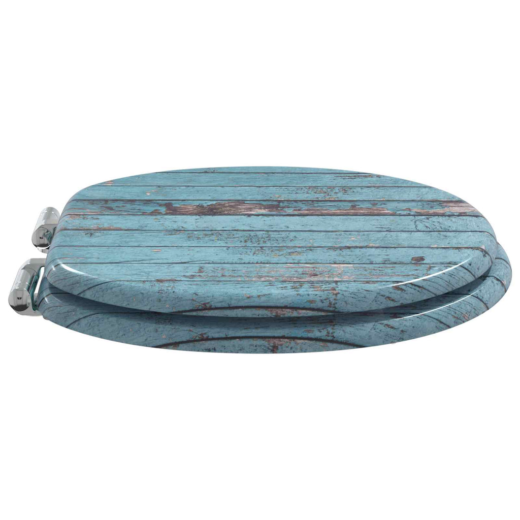 Soft-Close Toilettensitz Blau 44 x 38 cm MDF-Platte