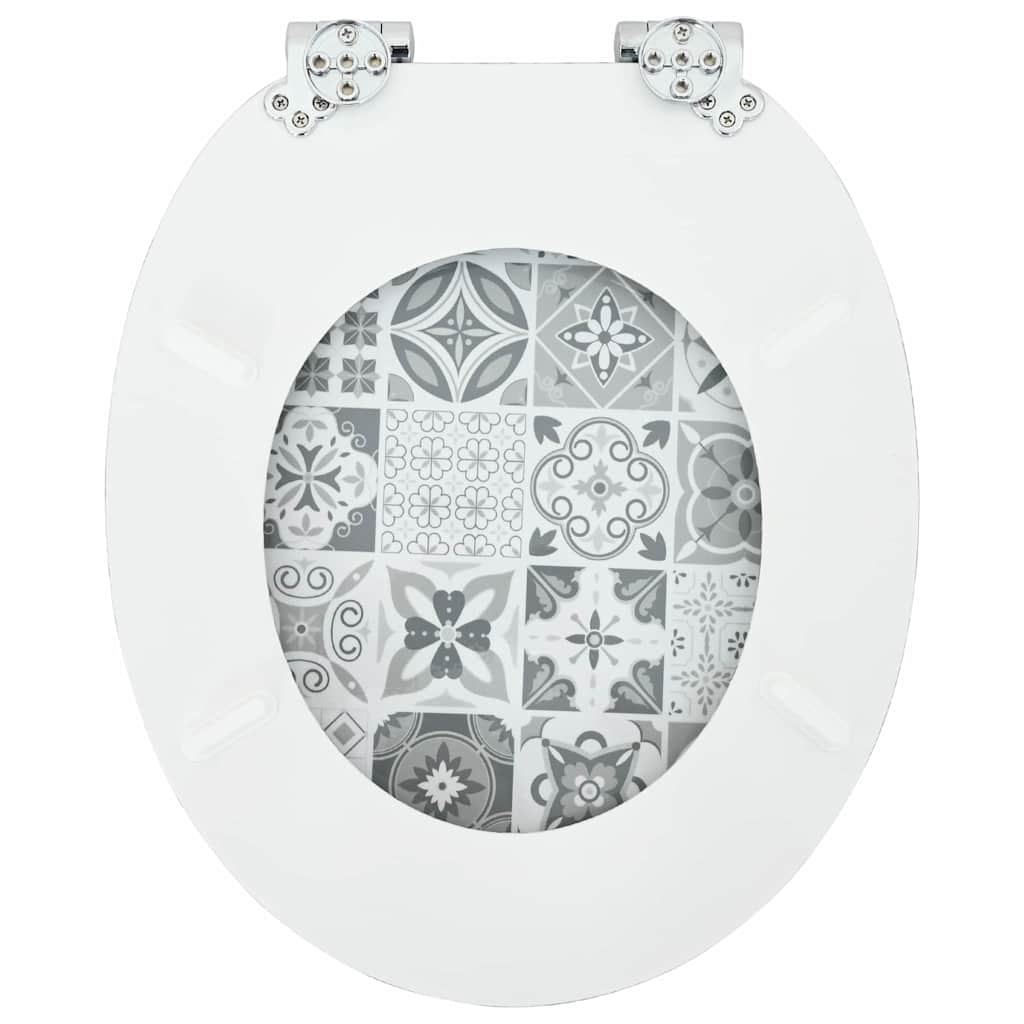 Soft-Close Toilettensitz Blau und Weiß Porzellan 44 x 38 cm