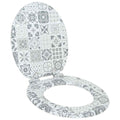 Soft-Close Toilettensitz Blau und Weiß Porzellan 44 x 38 cm