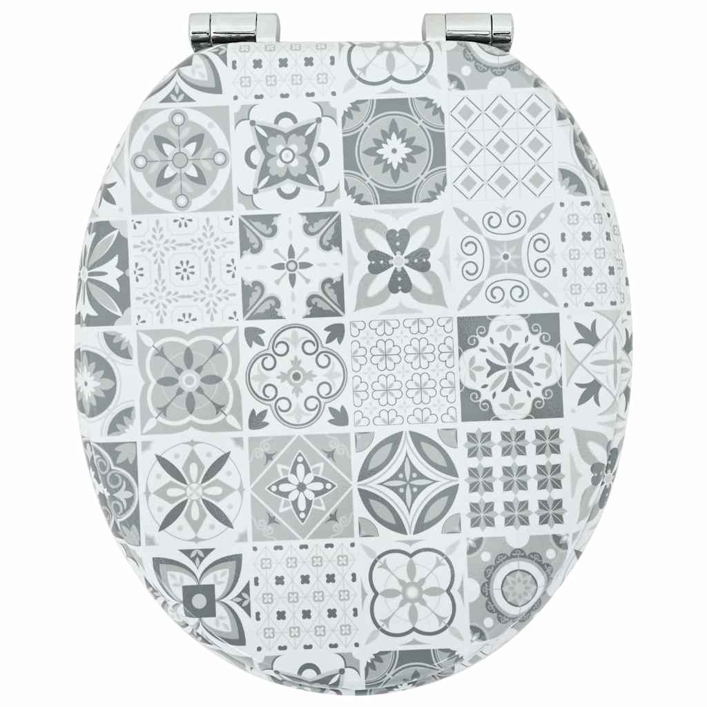 Soft-Close Toilettensitz Blau und Weiß Porzellan 44 x 38 cm