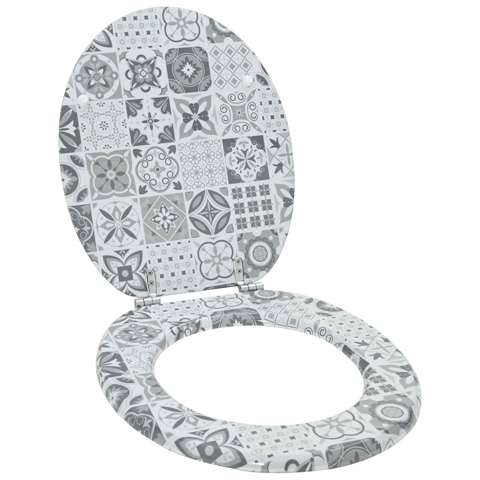 Soft-Close Toilettensitz Grau 44 x 38 cm MDF-Platte
