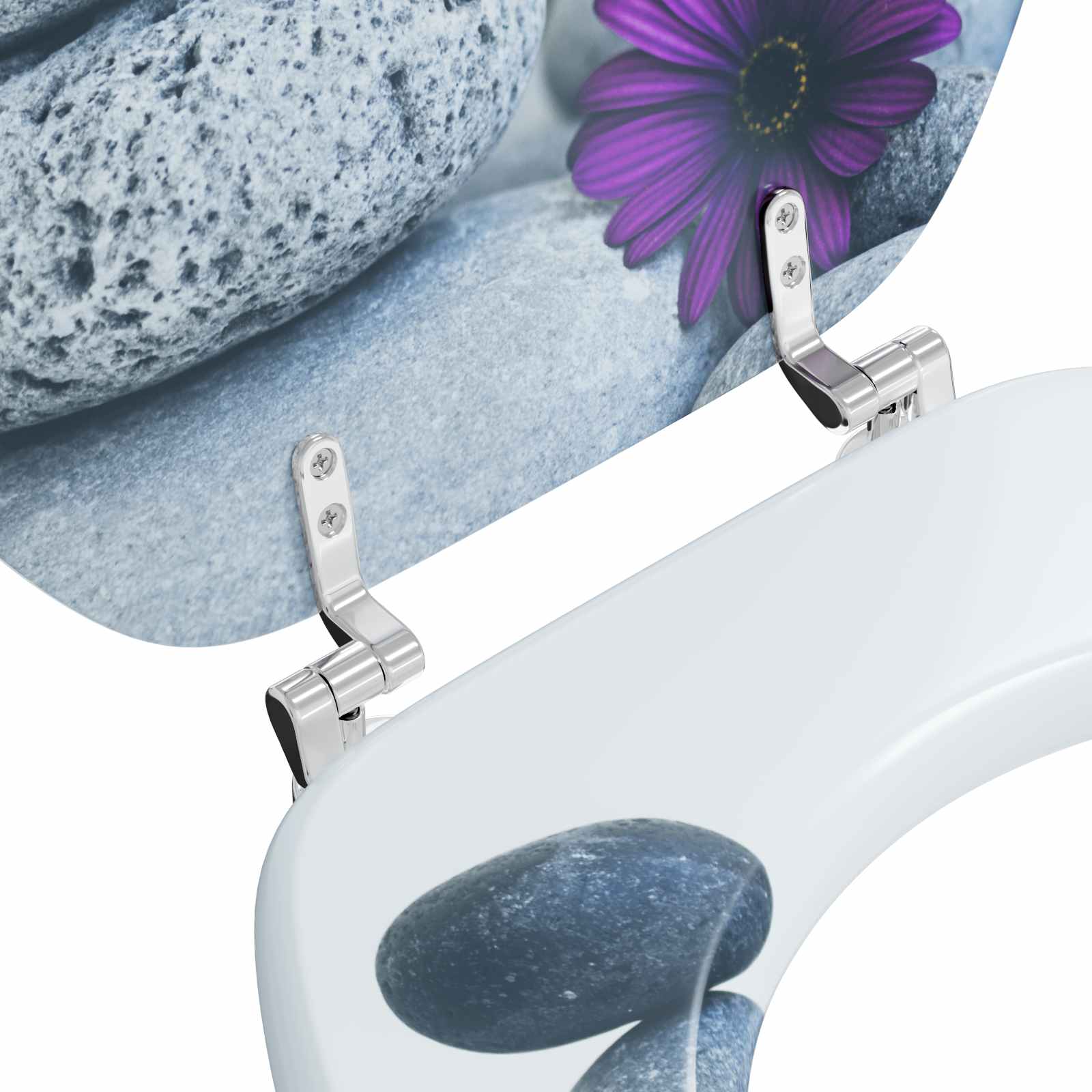 Soft-Close Toilettensitz Grau 44 x 38 cm MDF-Platte
