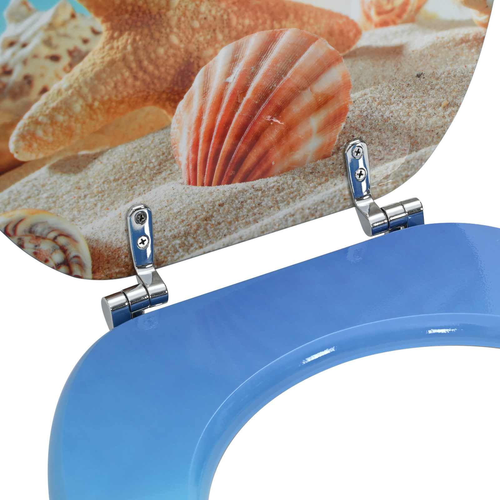 Soft-Close Toilettensitz Himmelblau 44 x 38 cm MDF-Platte