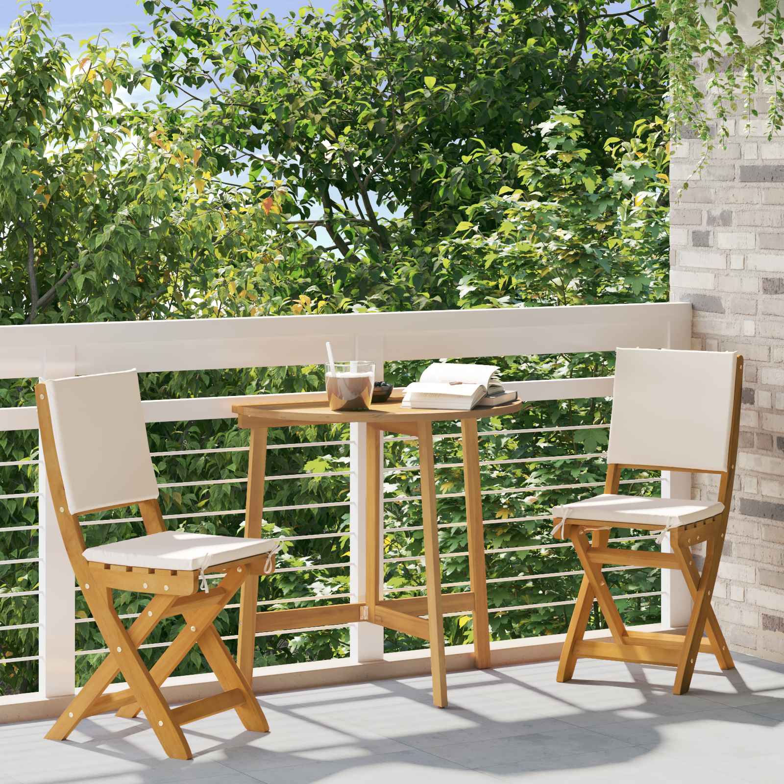 Außen Bistro-Stühle mit Kissen 2 pcs Cremeweiß 38 x 46 x 85 cm