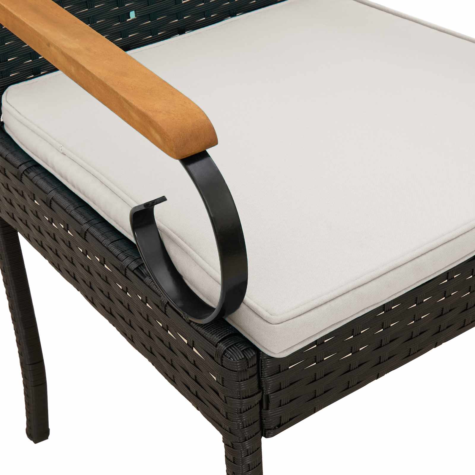 Gartenstühle 2 pcs Schwarz und Cremeweiß Poly-Rattan und Akazie