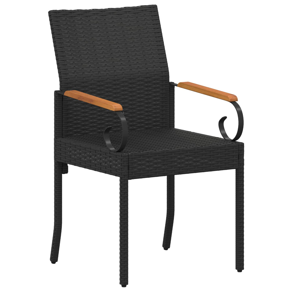 Gartenstühle 2 pcs Schwarz und Cremeweiß Poly-Rattan und Akazie