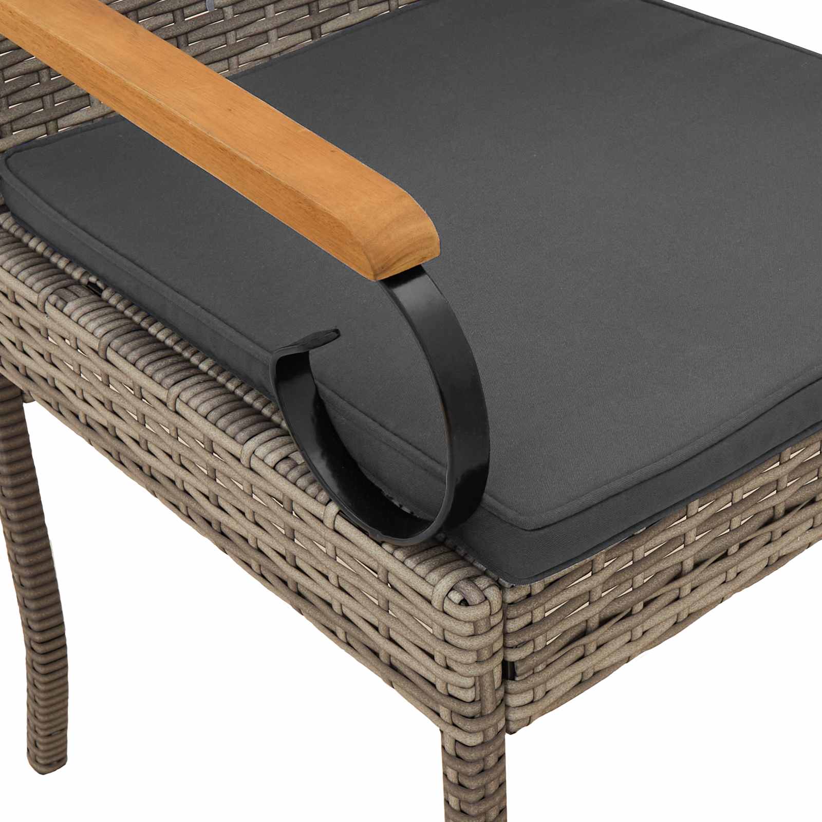 Gartenstühle 2 pcs Grau und Dunkelgrau Poly-Rattan und Akazie