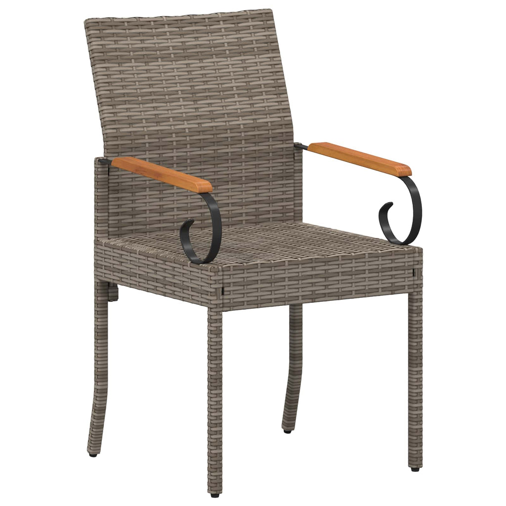 Gartenstühle 2 pcs Grau und Dunkelgrau Poly-Rattan und Akazie
