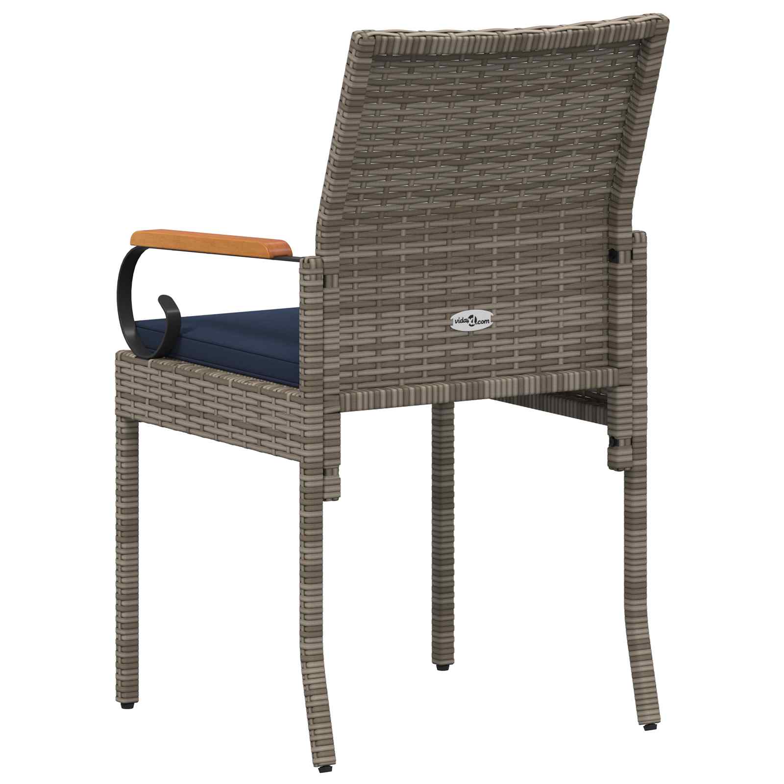 Gartenstühle 2 pcs Grau und Marineblau Poly-Rattan und Akazie