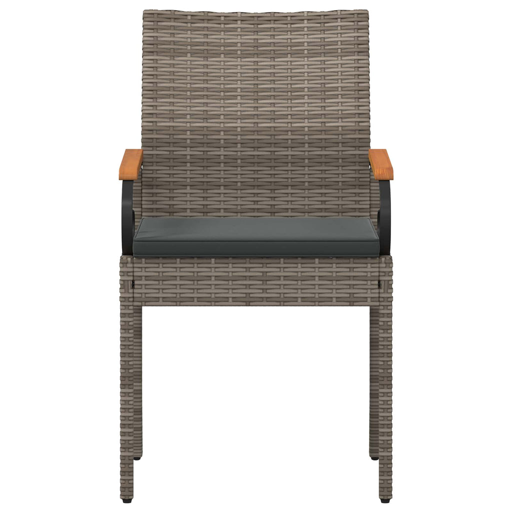 Gartenstühle 4 pcs Grau und Dunkelgrau Poly-Rattan und Akazie