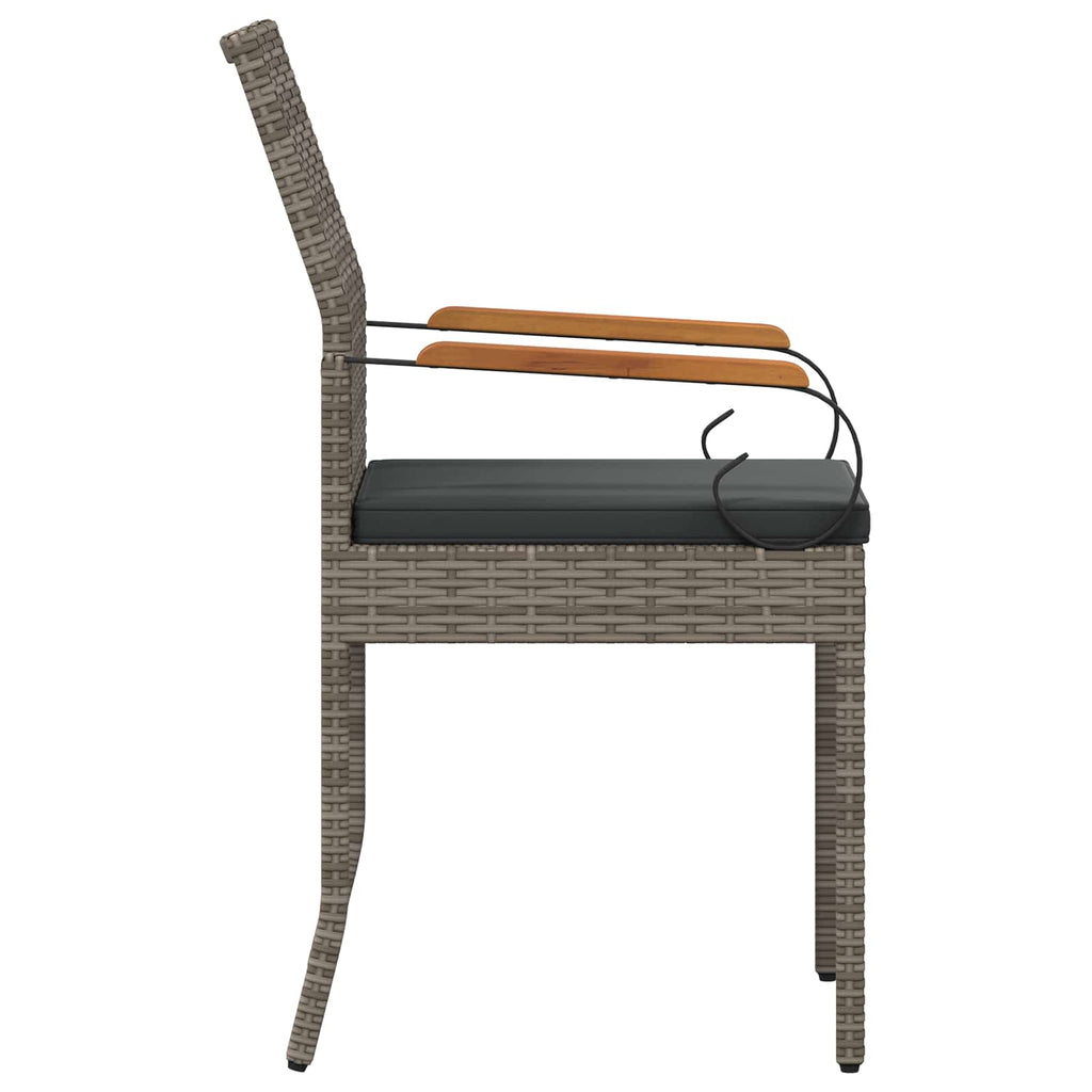 Gartenstühle 4 pcs Grau und Dunkelgrau Poly-Rattan und Akazie