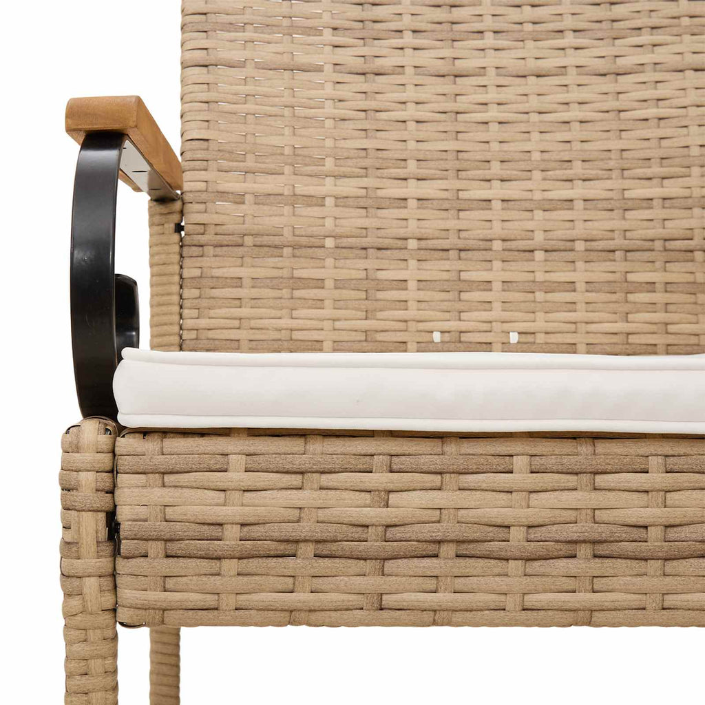 Gartenstühle 4 pcs Beige und Cremeweiß Poly-Rattan und Akazie