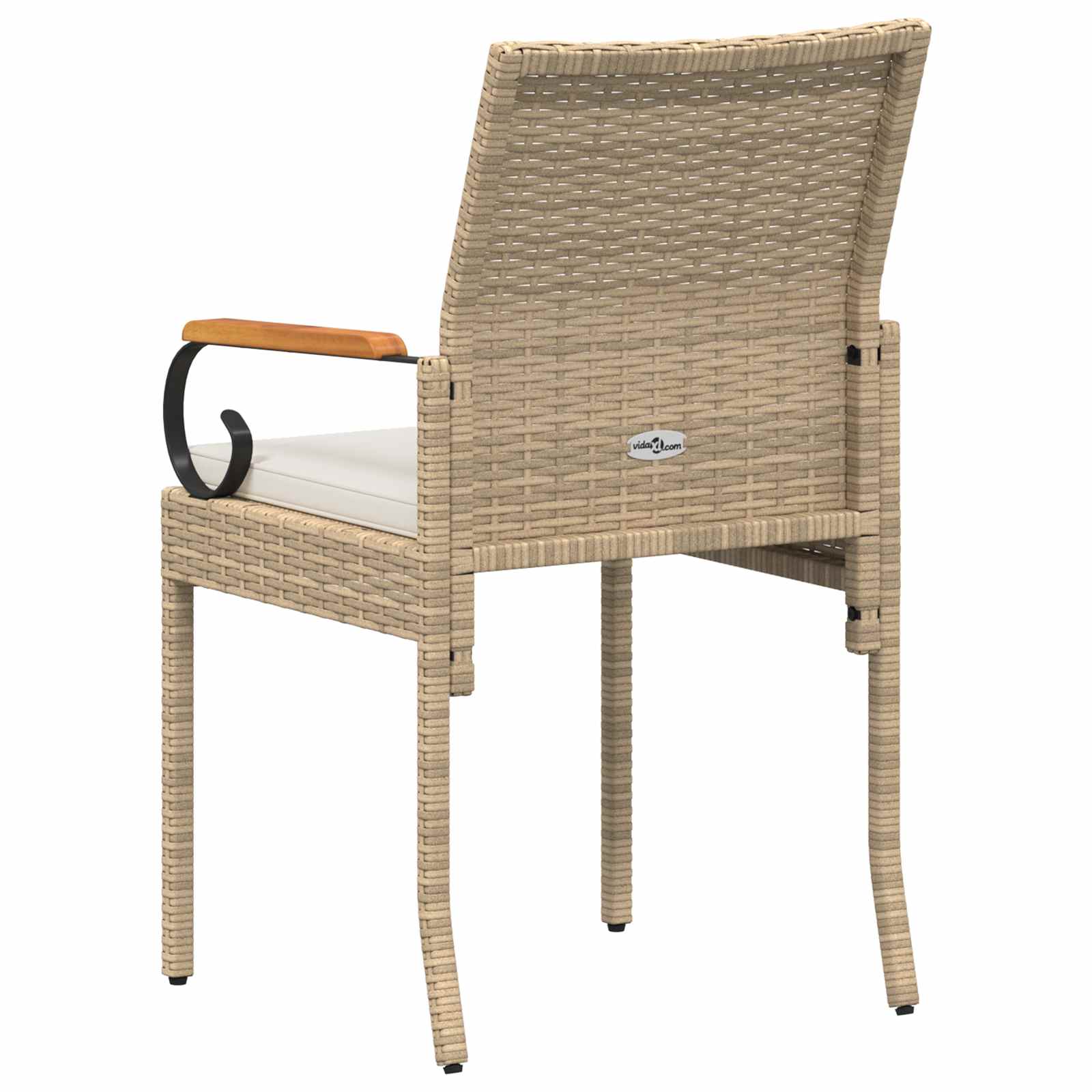 Gartenstühle 4 pcs Beige und Cremeweiß Poly-Rattan und Akazie