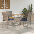 Gartenstühle 4 pcs Grau und Marineblau Poly-Rattan und Akazie
