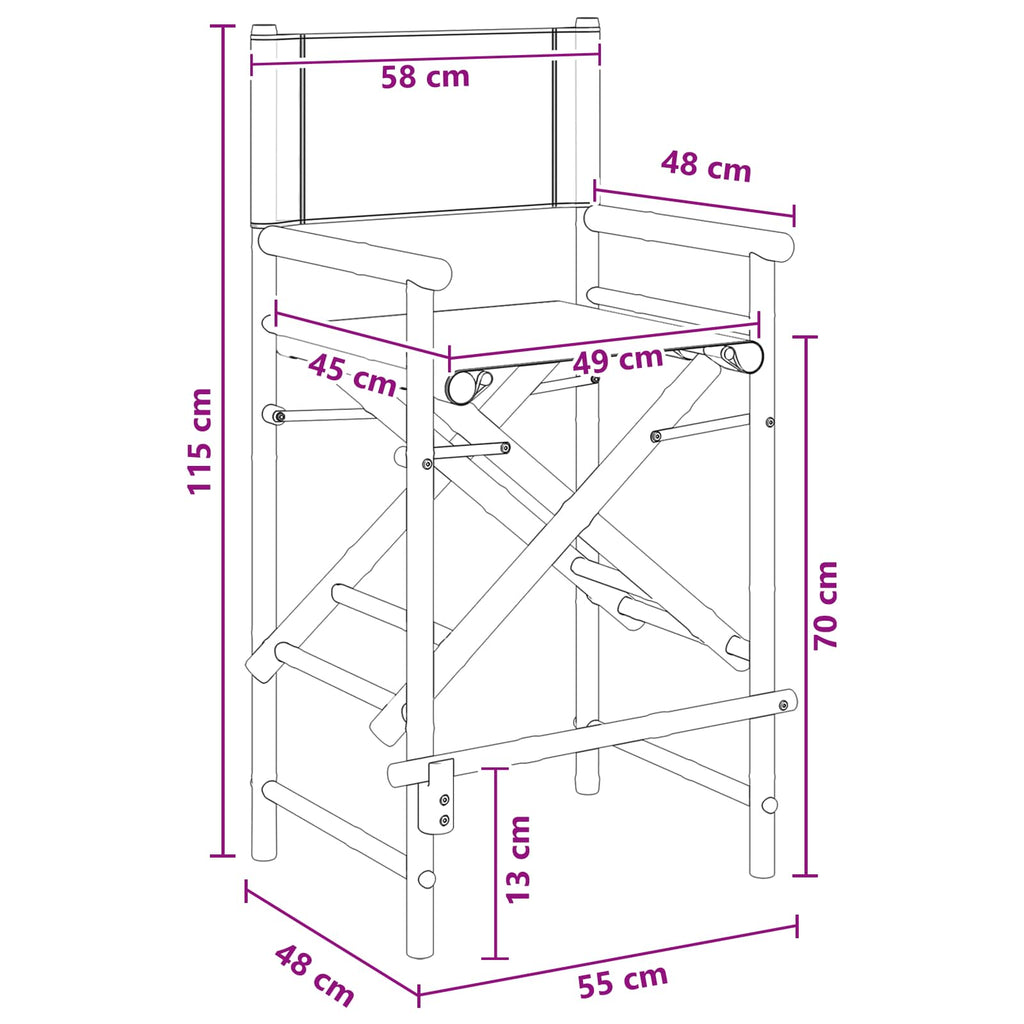Klappstuhl für Regisseure 2 pcs Natur Bambus