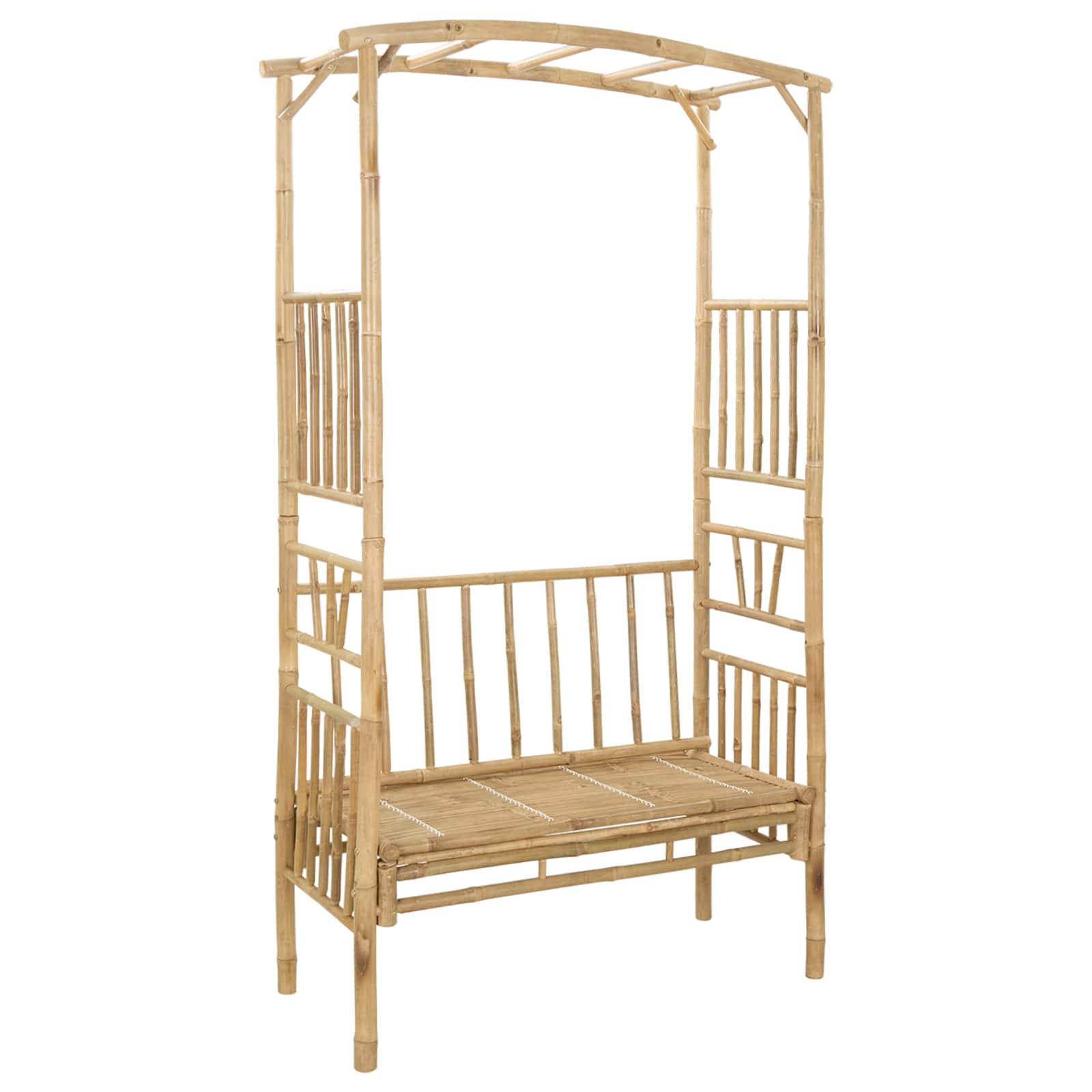 Gartenbogen mit Bank Natur 115 x 50 x 205 cm Bambus