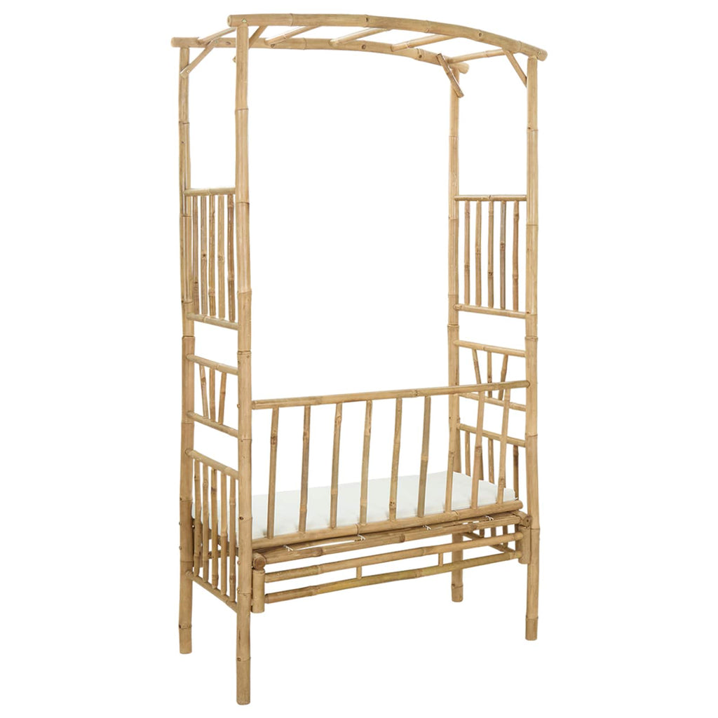 Gartenbogen mit Bank Cremeweiß 115 x 50 x 205 cm Bambus