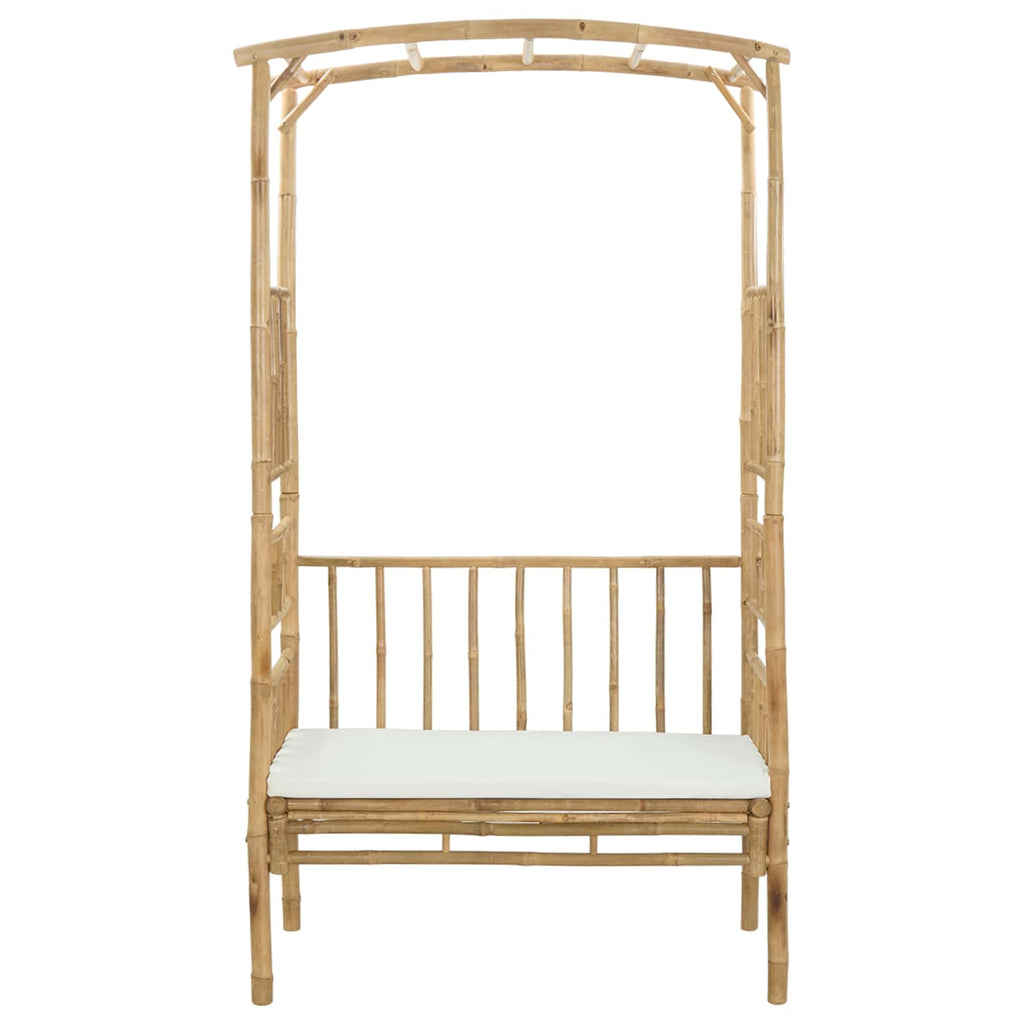 Gartenbogen mit Bank Cremeweiß 115 x 50 x 205 cm Bambus