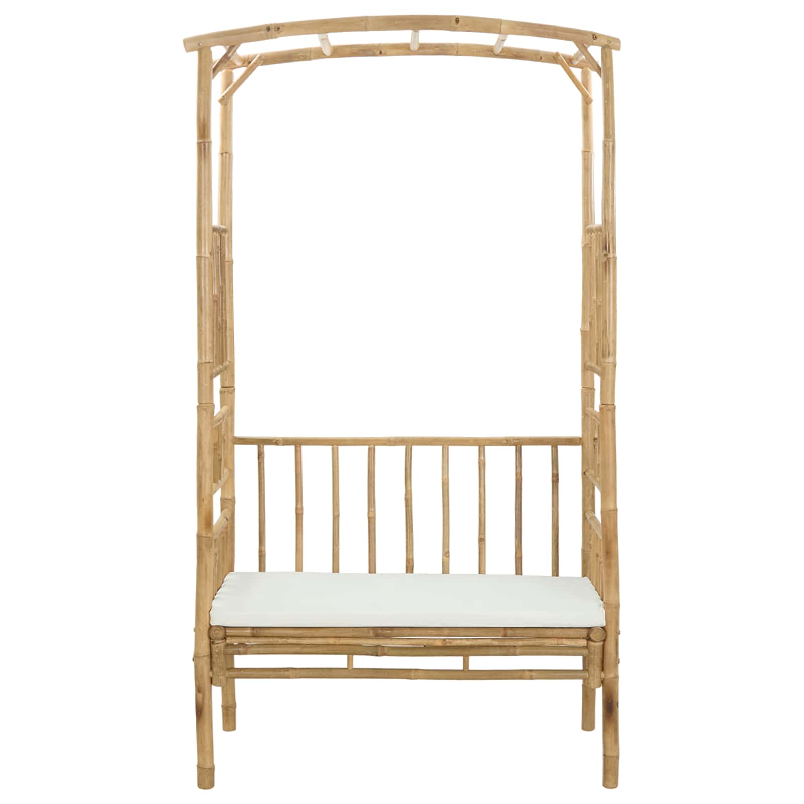 Gartenbogen mit Bank Cremeweiß 115 x 50 x 205 cm Bambus
