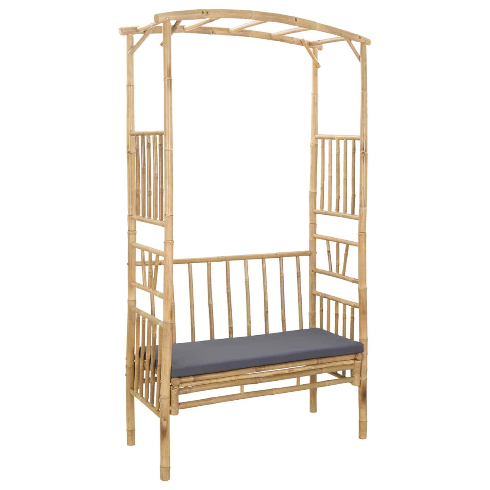 Gartenbogen mit Bank Dunkelgrau 115 x 50 x 205 cm Bambus