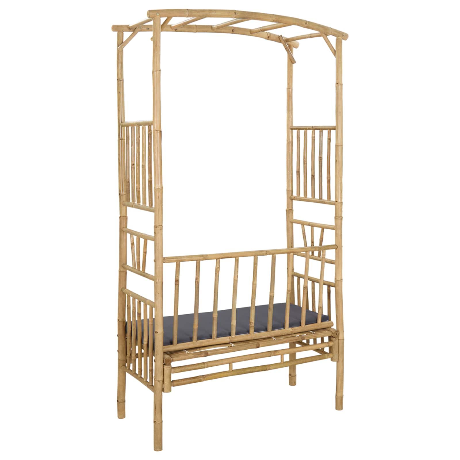 Gartenbogen mit Bank Dunkelgrau 115 x 50 x 205 cm Bambus