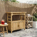 Konsolentisch mit Regal mit Tür Natur 80 x 35 x 75 cm Bambus