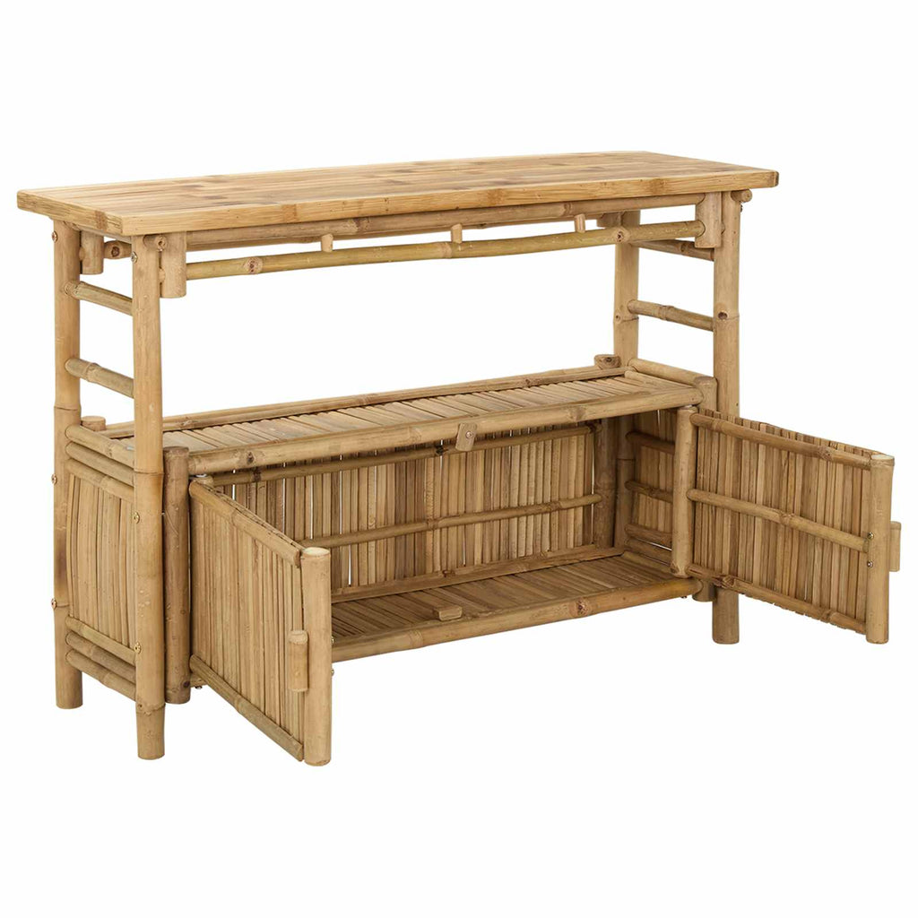 Konsolentisch mit Regal mit Tür Natur 110 x 35 x 75 cm Bambus