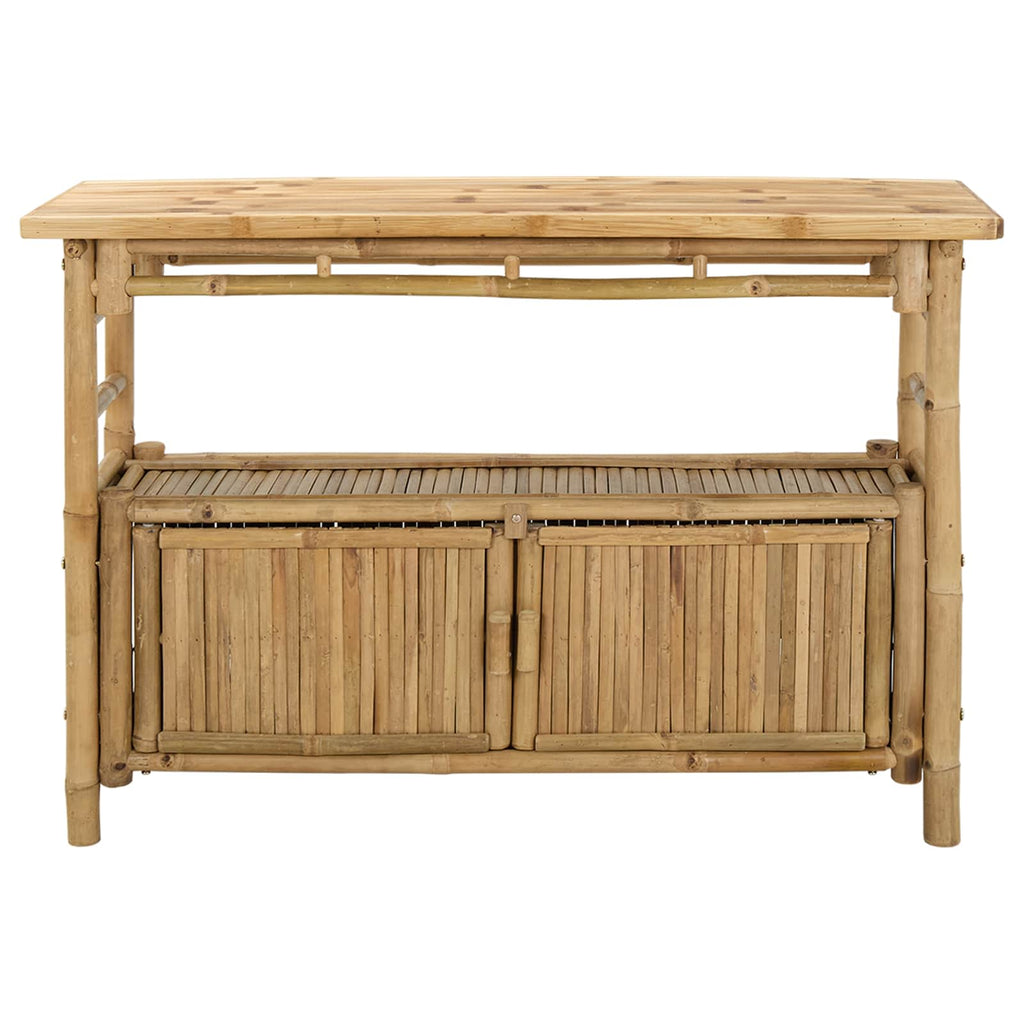 Konsolentisch mit Regal mit Tür Natur 110 x 35 x 75 cm Bambus