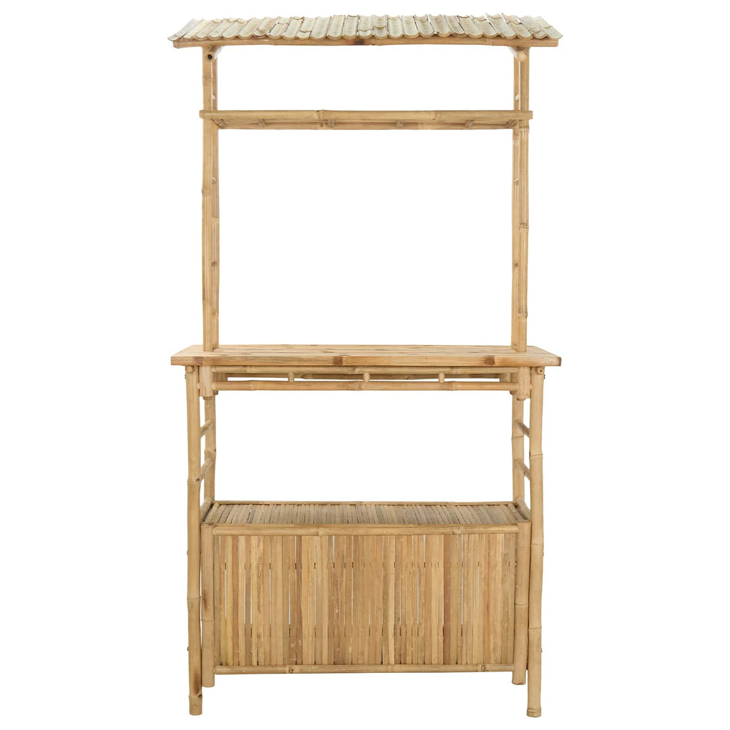 Outdoor Bartisch mit Speicher Natur 110 x 50 x 210 cm Bambus