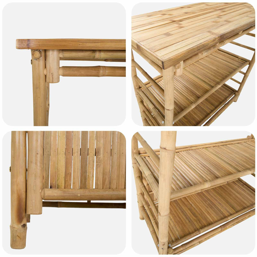 Outdoor Bartisch mit Speicher Natur 110 x 50 x 105 cm Bambus