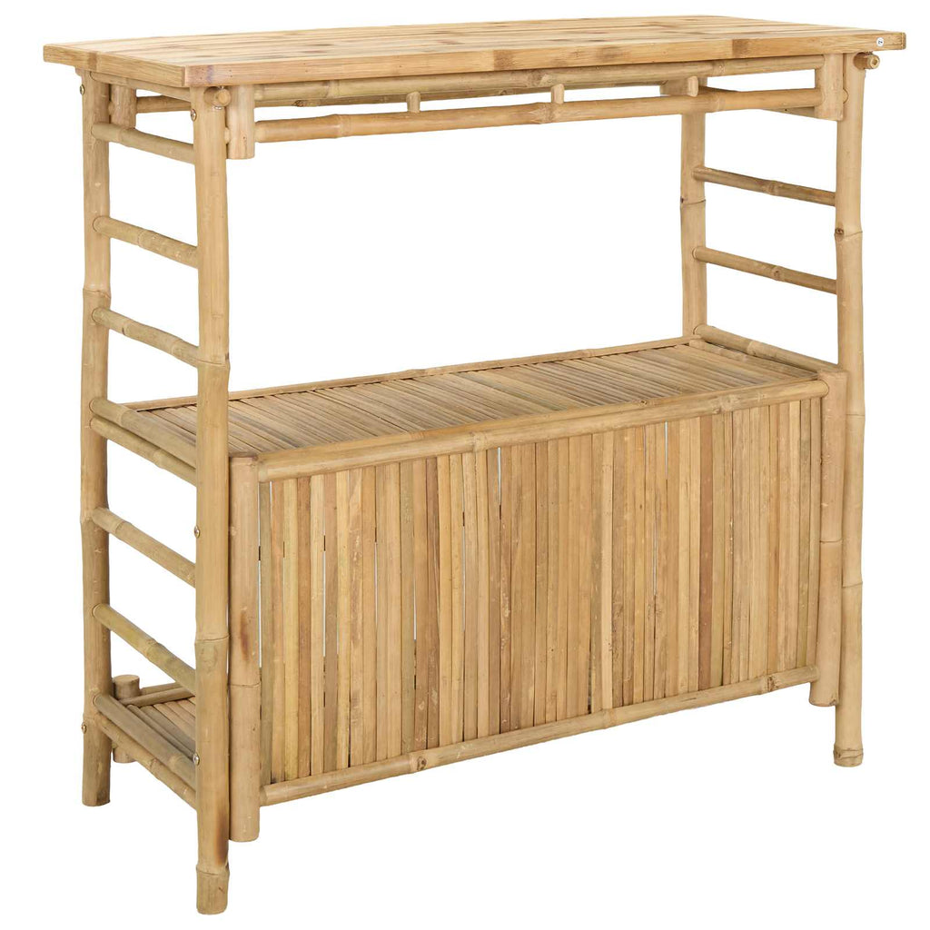 Outdoor Bartisch mit Speicher Natur 110 x 50 x 105 cm Bambus