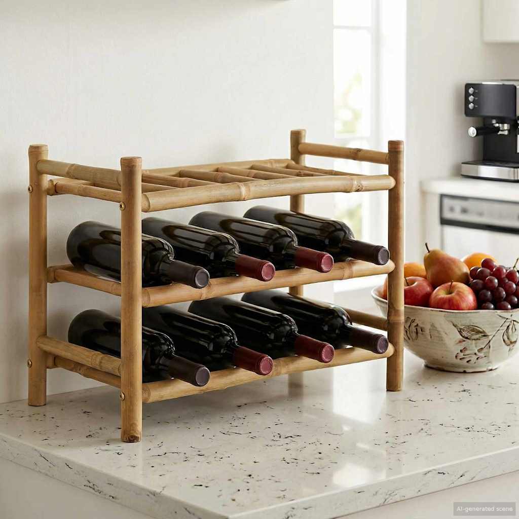 Weinregal Natur 57 x 29,5 x 36 cm Bambus