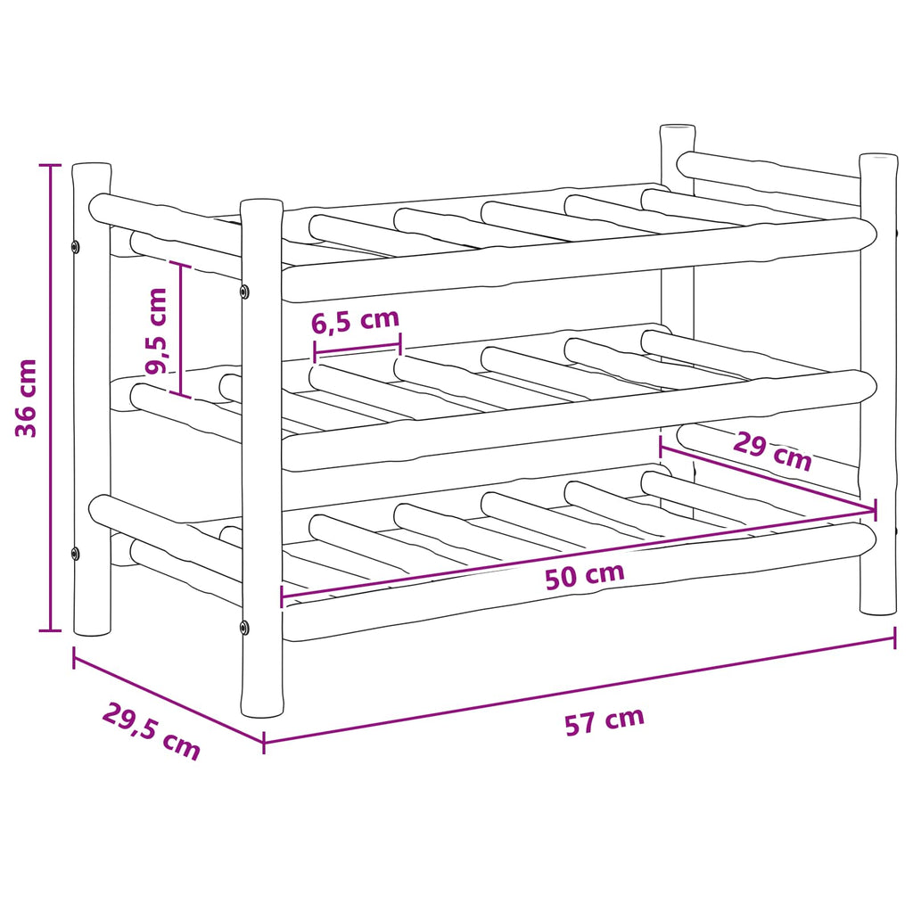 Weinregal Natur 57 x 29,5 x 36 cm Bambus