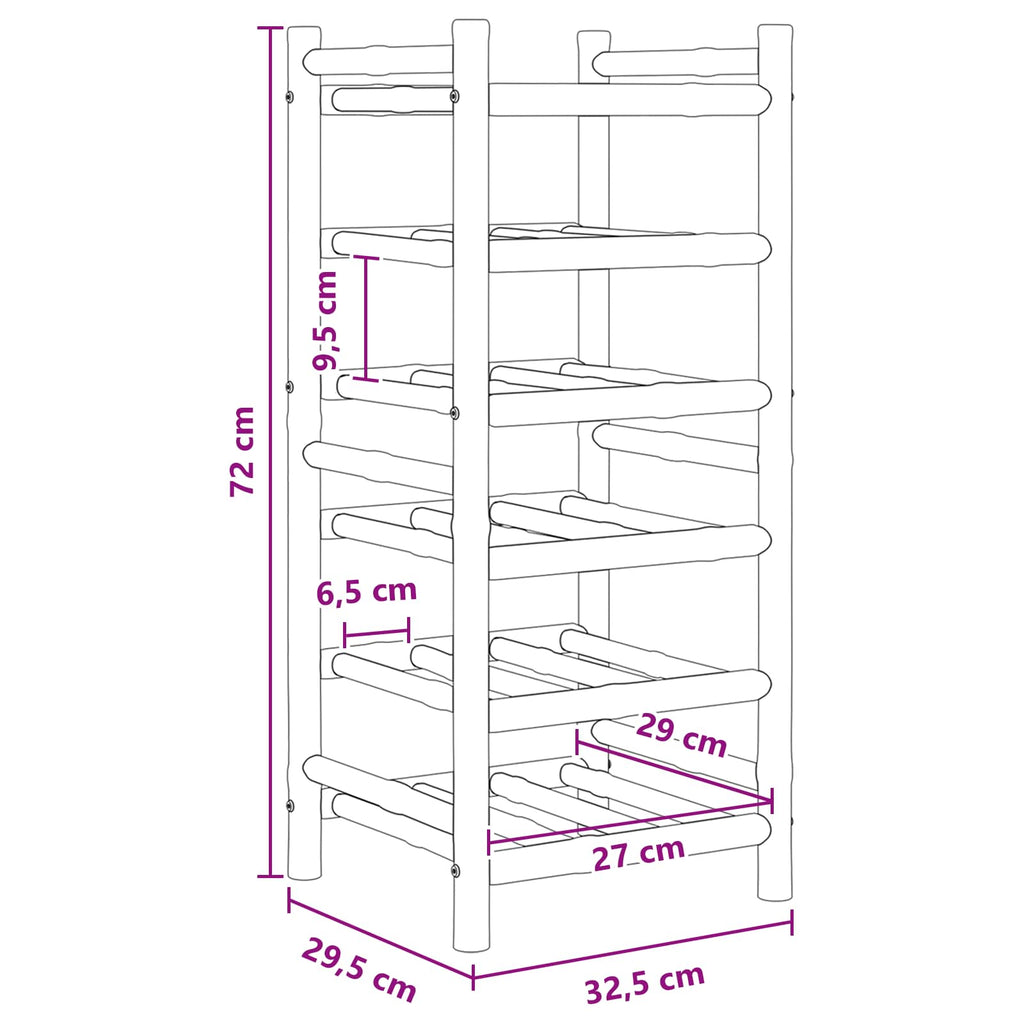 Weinregal Natur 32,5 x 29,5 x 72 cm Bambus