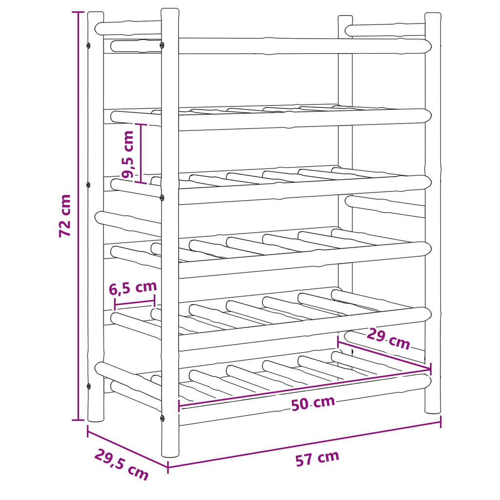 Weinregal Natur 57 x 29,5 x 72 cm Bambus