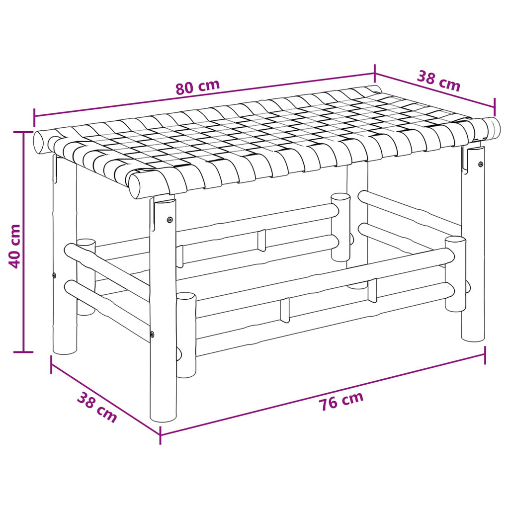 Gartenbank 80 x 38 x 40 cm Bambus Natur Rechtwinklig