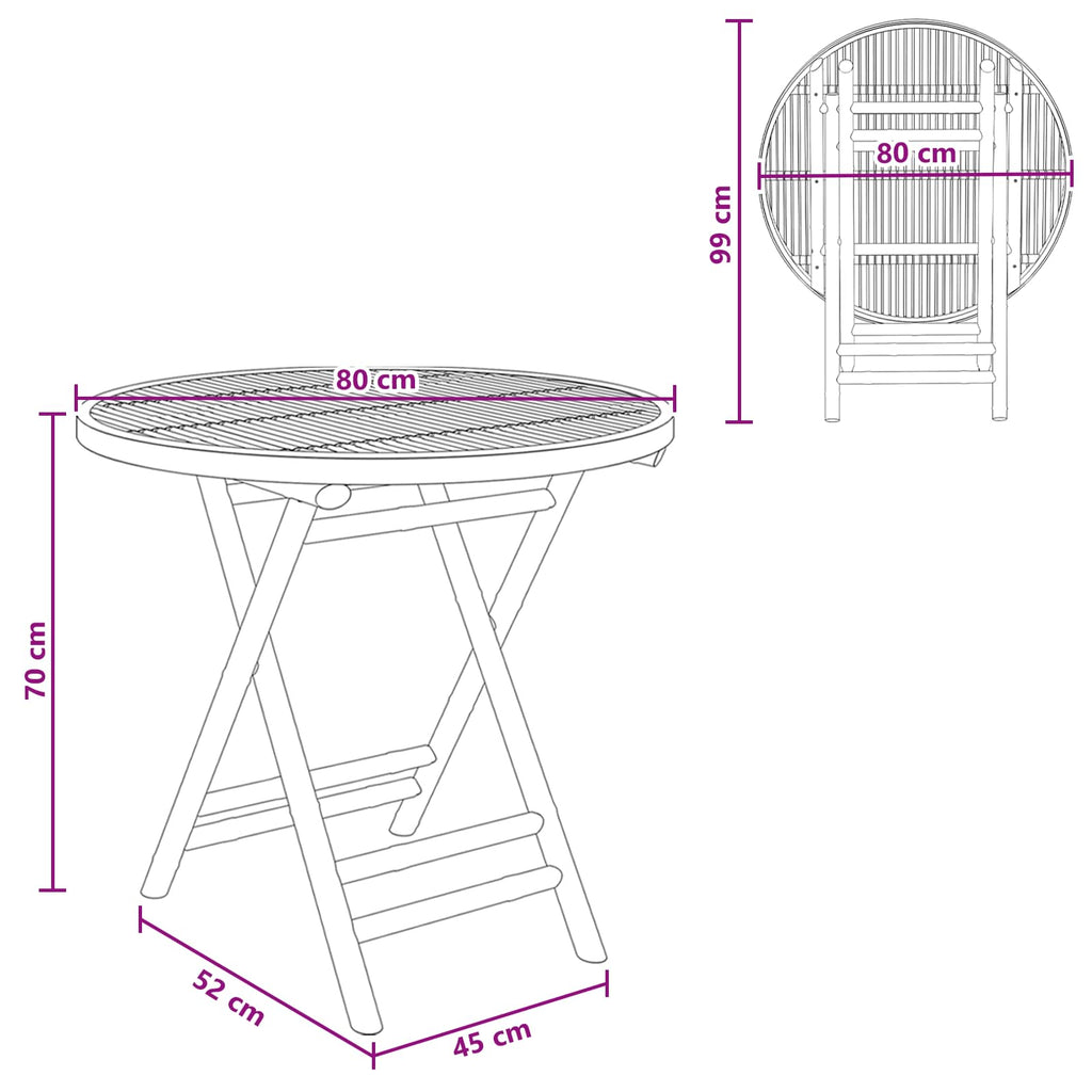 Gartentisch Natur 80 x 70 cm Bambus