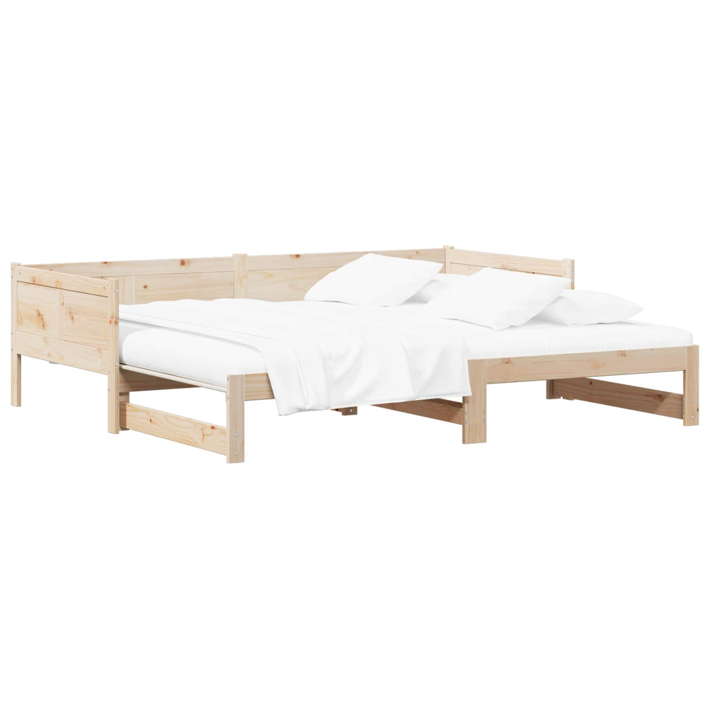 Ausziehbares Tagesbett Natur 180 x 200 cm Massives Kiefernholz