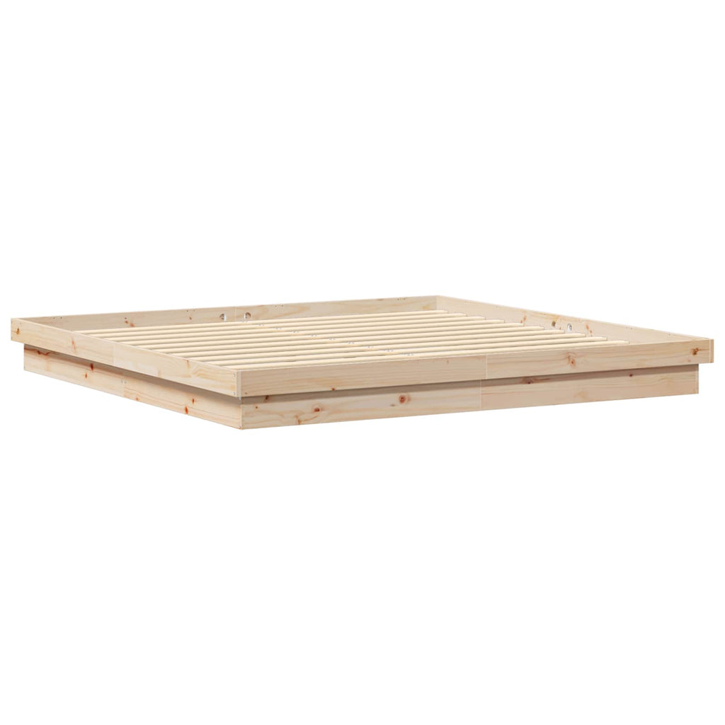 Bettrahmen Natur 200 x 200 cm Massives Kiefernholz