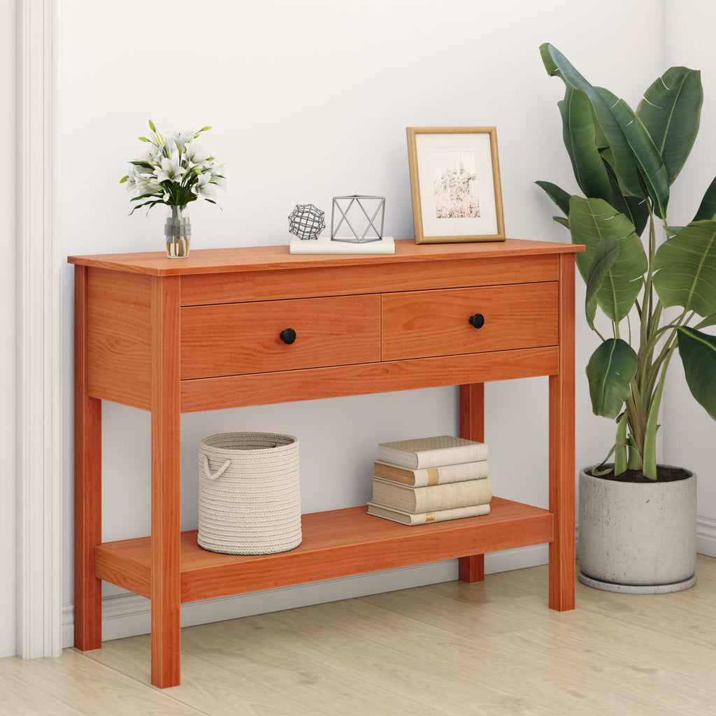 Konsolentisch Wachsbraun 100 x 35 x 75 cm Massives Kiefernholz