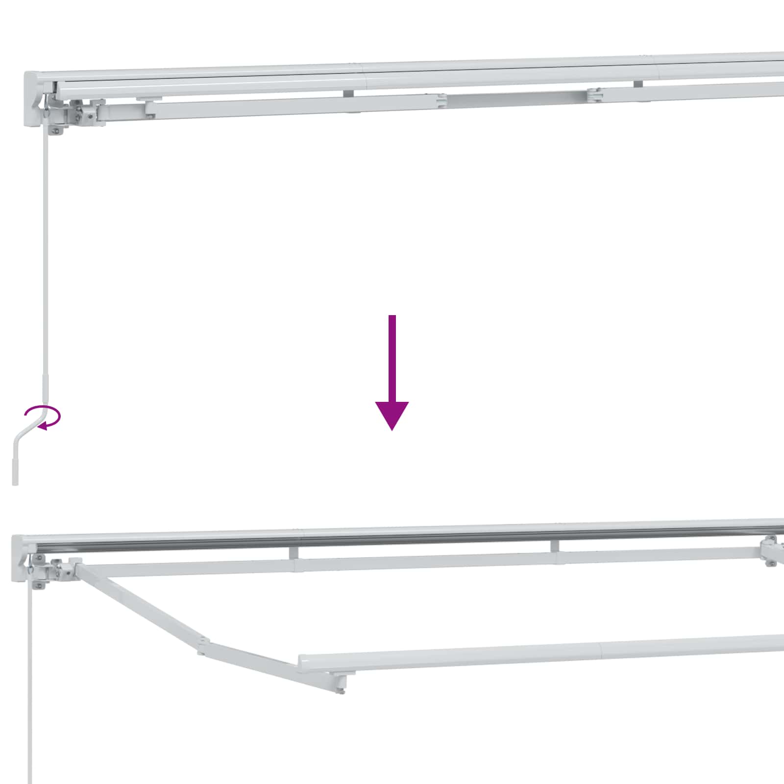 Manueller Markisenrahmen Verstellbar Weiß 4 × 3,5 m Stahl