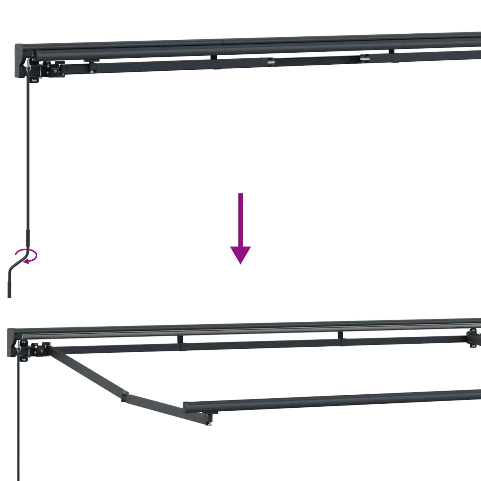 Manueller Markisenrahmen Anthrazit 4,5 x 3,5 m Stahl