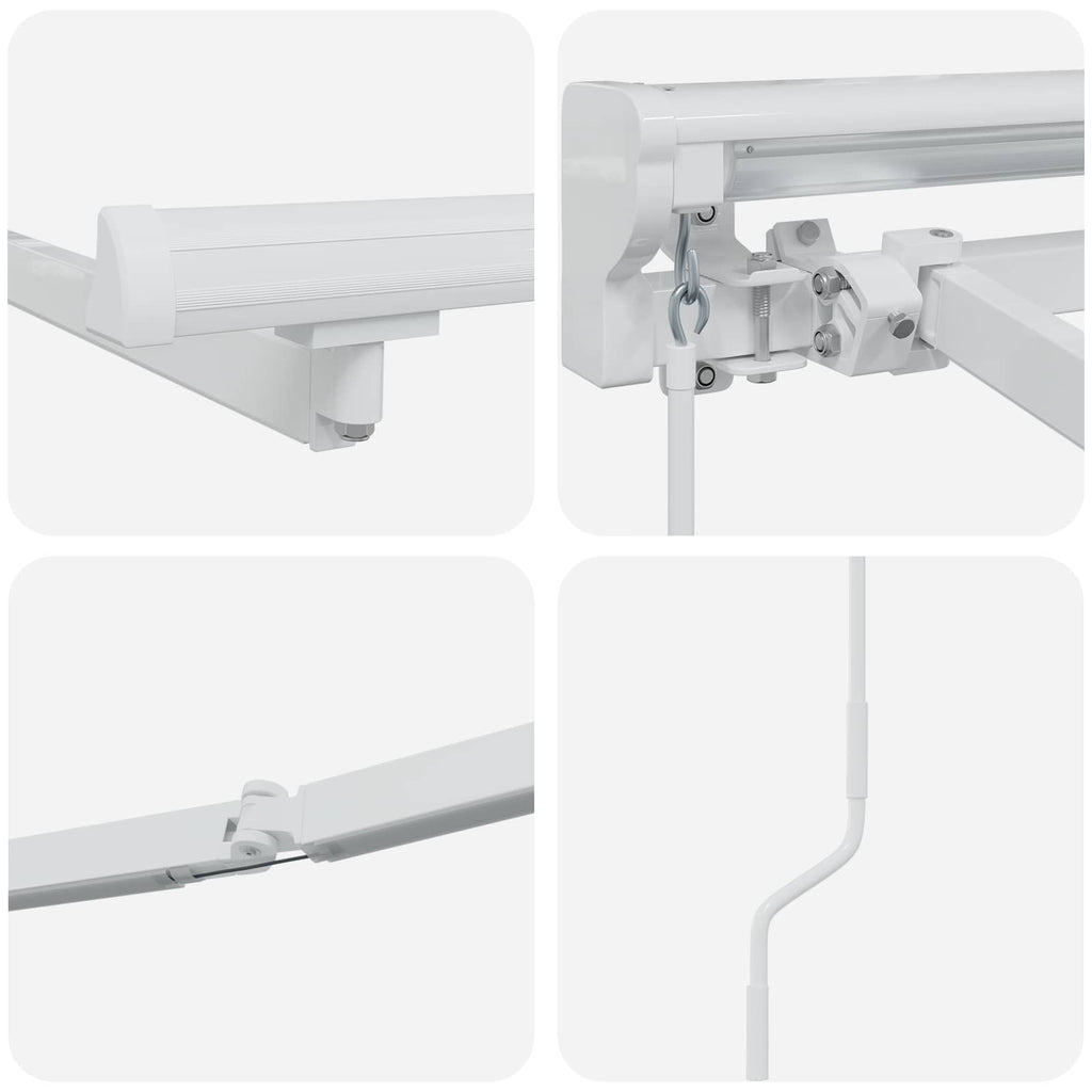 Manueller Markisenrahmen mit LEDs Weiß 4,5 × 3 m Aluminium