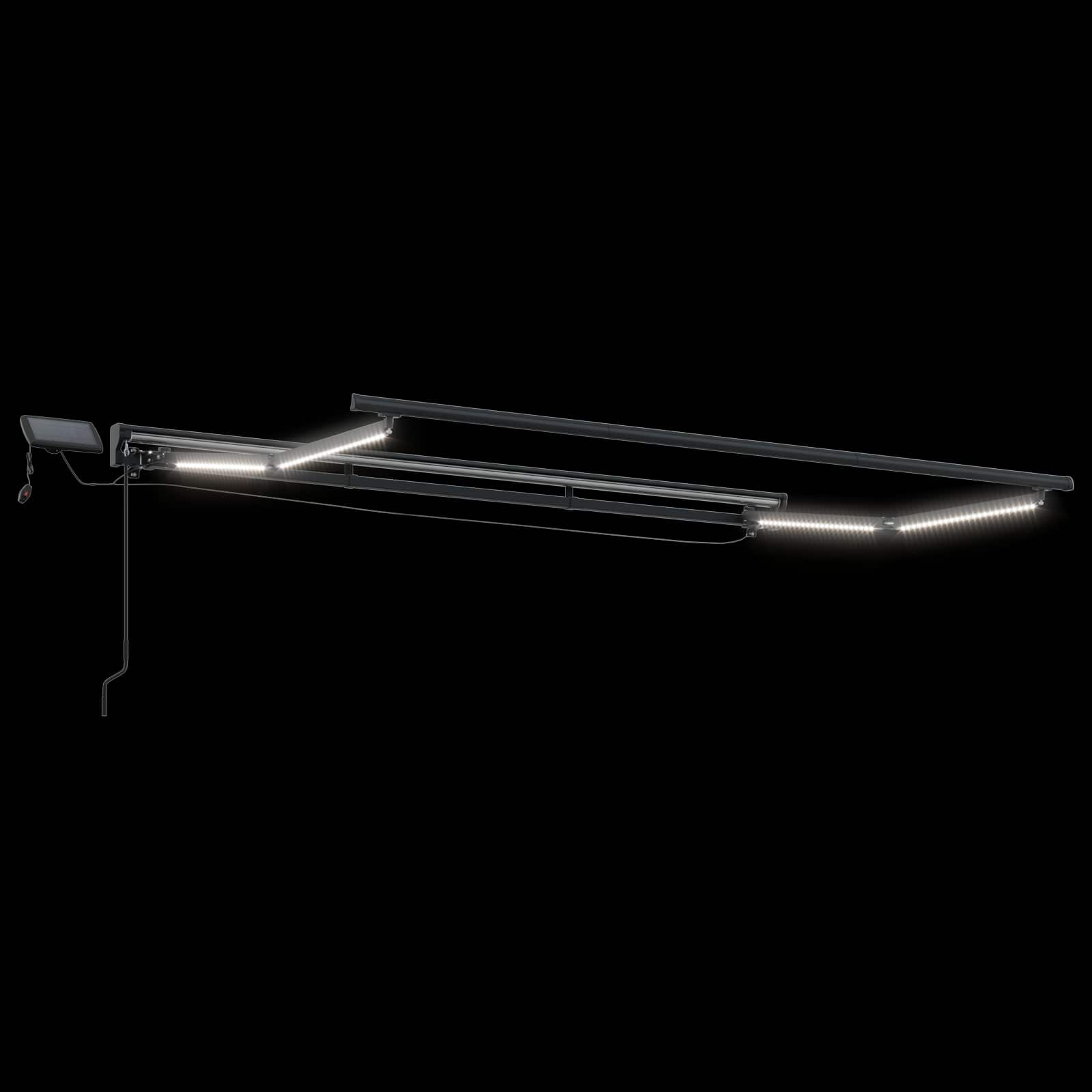 Manueller Markisenrahmen mit LEDs Anthrazit 3 x 2 m Aluminium