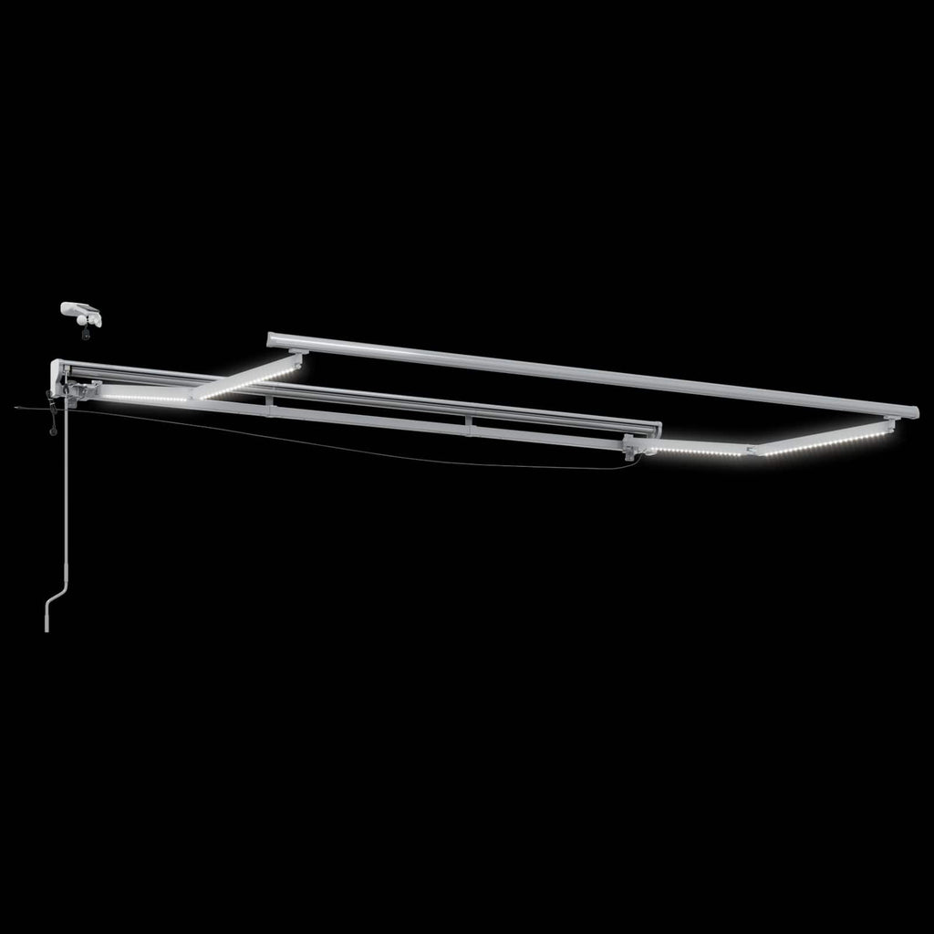 Elektrische Markisenrahmen mit LEDs Weiß 3 x 2 m Aluminium