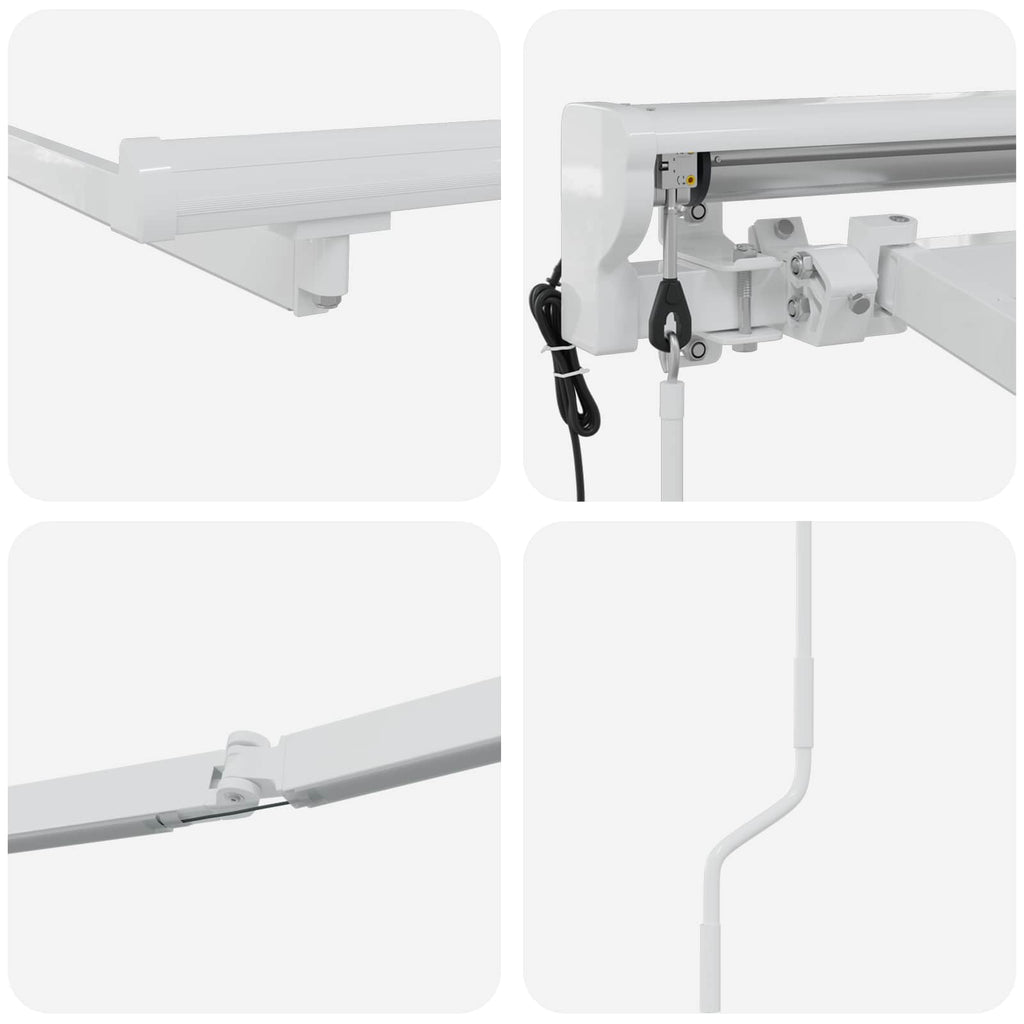 Elektrische Markisenrahmen mit LEDs Weiß 3 x 2,5 m Aluminium