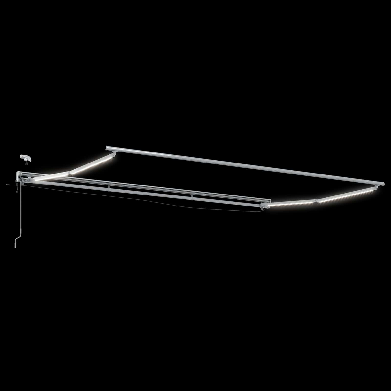 Elektrische Markisenrahmen mit LEDs Weiß 4 × 3,5 m Aluminium