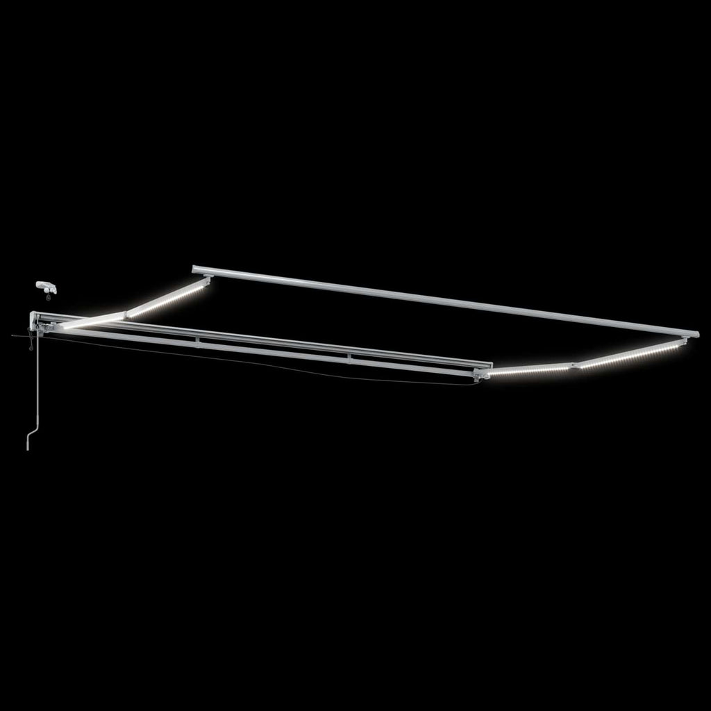Elektrische Markisenrahmen mit LEDs Weiß 4,5 x 3,5 m Aluminium
